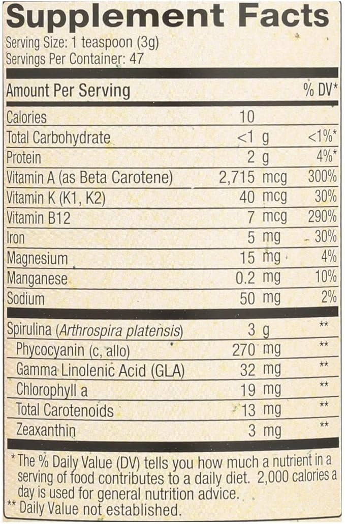 Pure Hawaiian Spirulina Powder Natural Premium Spirulina from Hawaii Vegan, Non-GMO, Immunity Support - Superfood Supplement & Natural Multivitamin, 5 Ounce