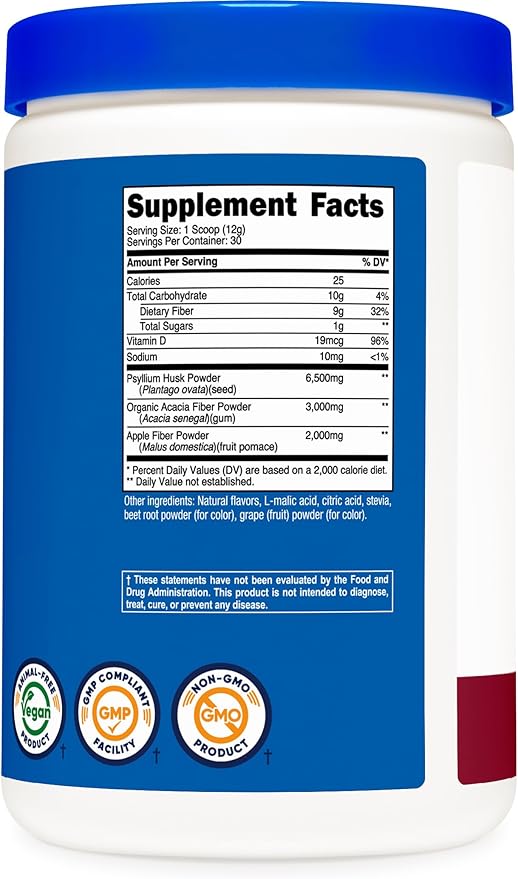 Nutricost Soluble Fiber (Berry Flavored) 30 Servings - Vegan, Non-GMO, Gluten Free