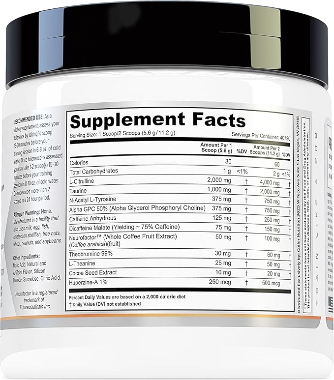 Prevail Pre Workout Powder with Nootropics: Pre Workout for Men and Women, Cutting Edge Energy and Focus Supplement with L Citrulline, Alpha GPC, L Tyrosine, Neurofactor | Peach Mango, 40 Servings