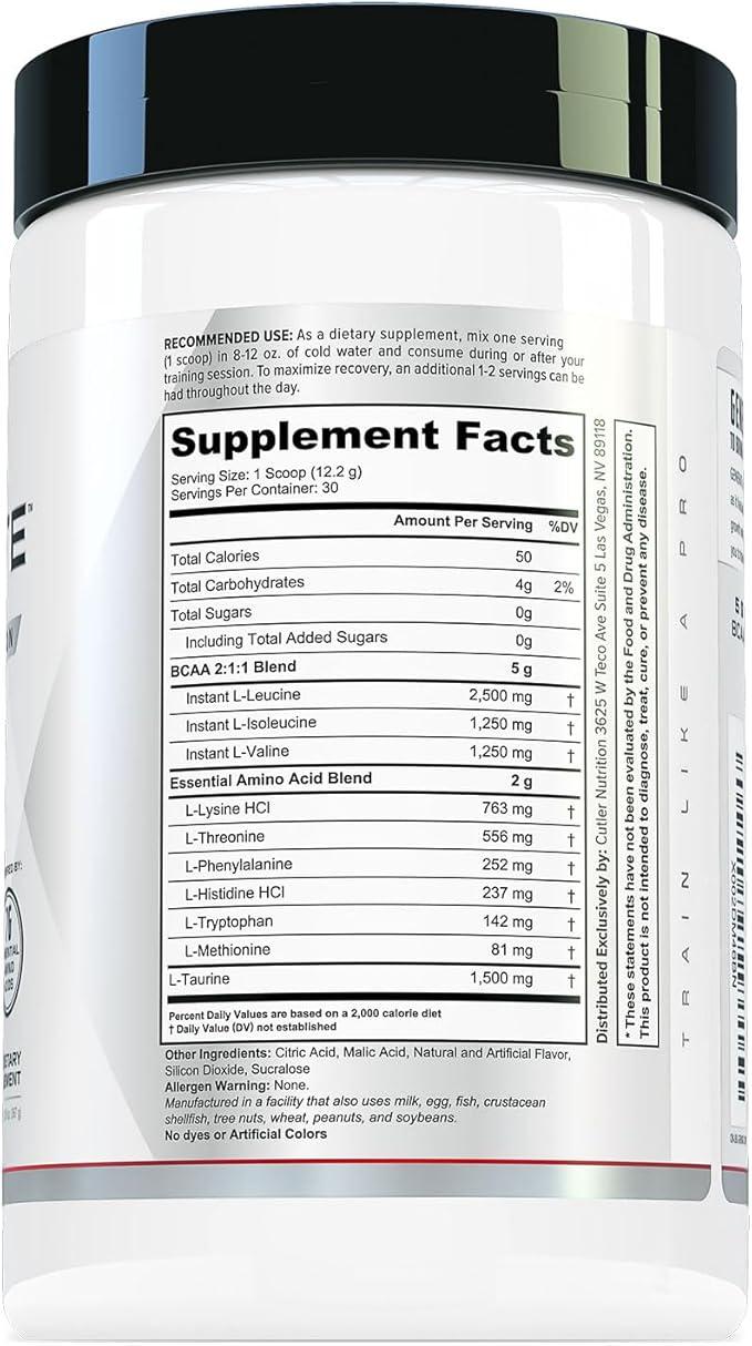 Cutler Nutrition Generate EAA and BCAA Powder: Best Branched Chain Amino Acids Supplement with Essential Amino Acids, 5g BCAAs, 2g EAAs for Lean Muscle Mass | Sour Rainbow Candy, 30 Servings