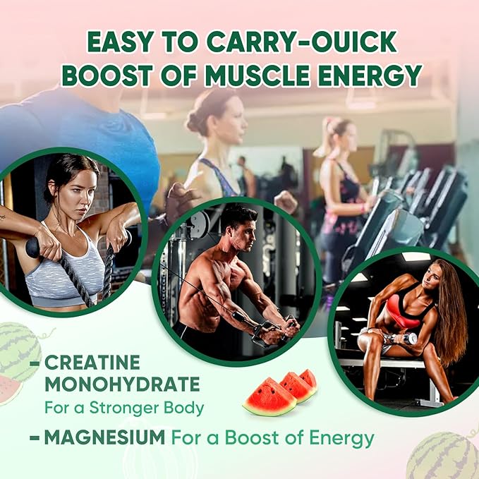 Creatine Monohydrate Gummies 5000mg for Men & Women, Chewables Creatine Monohydrate Supplement(120 Count)- Watermelon 120 Gummies