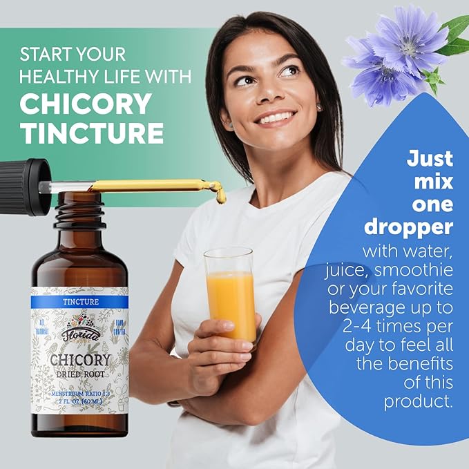Chicory Tincture Extract, Organic Chicory (Cichorium Intybus) Dried Root for Loss of Appetite, Liver, and Gallbladder, Non-GMO in Cold-Pressed Organic Vegetable Glycerin 2 oz (60 ml), 700 mg