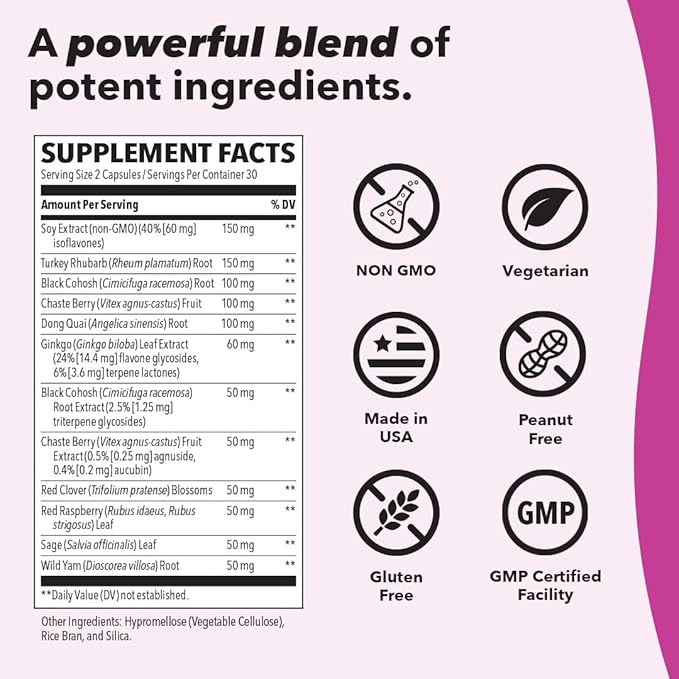 Pausitivi-T - Menopause Support Supplement - Powerful Relief for Hot Flashes, Hormone Imbalance & Night Sweats - Nourishes Tissue - Sage, Chasteberry, Soy Isoflavones & Black Cohosh - 60 Capsules