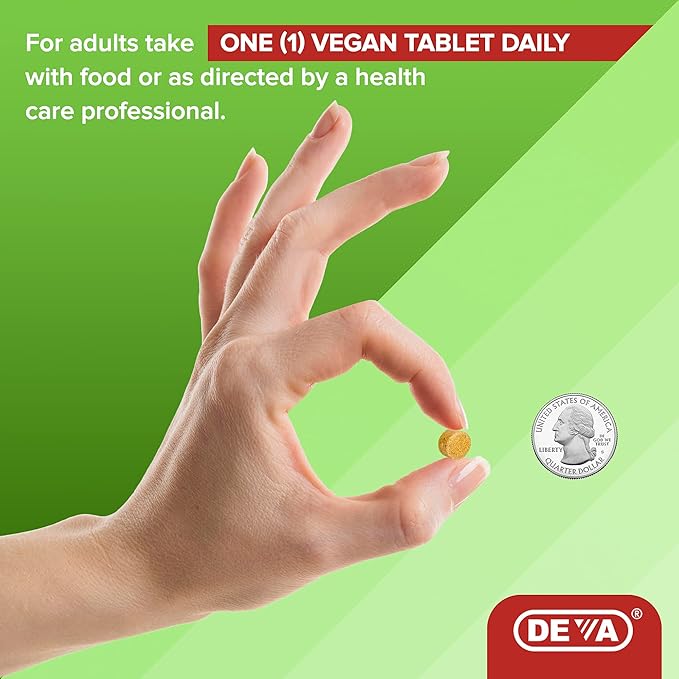 DEVA Tiny Tablets Vegan Multivitamins for Women & Men, Multivitamin Iron Free, Mineral Supplement, Vitamin C, Vitamin B Complex, Vitamin B12, Vitamin E, Zinc, Gluten Free (2 Pack - 90 Tablets Ea)
