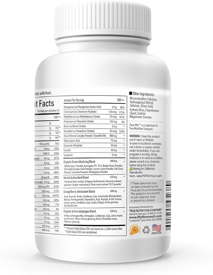 Vital Multi 143 - Multivitamin & Multimineral Supplement with 20 Vitamins and 72 Minerals,143 Ingredients Total - 120 Tablets, 30 Day Supply