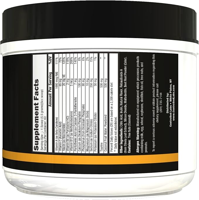 CONTROLLED LABS Orange HydraPush Electrolyte Powder, 60 Servings - Advanced Sugar-Free Hydrating Recovery Drink Mix with Coconut Water & Taurine - Boost Energy & Increase Endurance (Watermelon)
