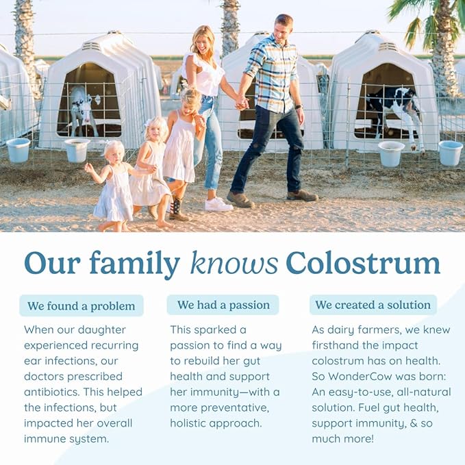 WONDERCOW Colostrum Supplement Powder for Gut Health, Immune Support, Muscle Recovery & Wellness | Natural IgG Pure Whole Bovine Colostrum Superfood, Unflavored, 30 Servings