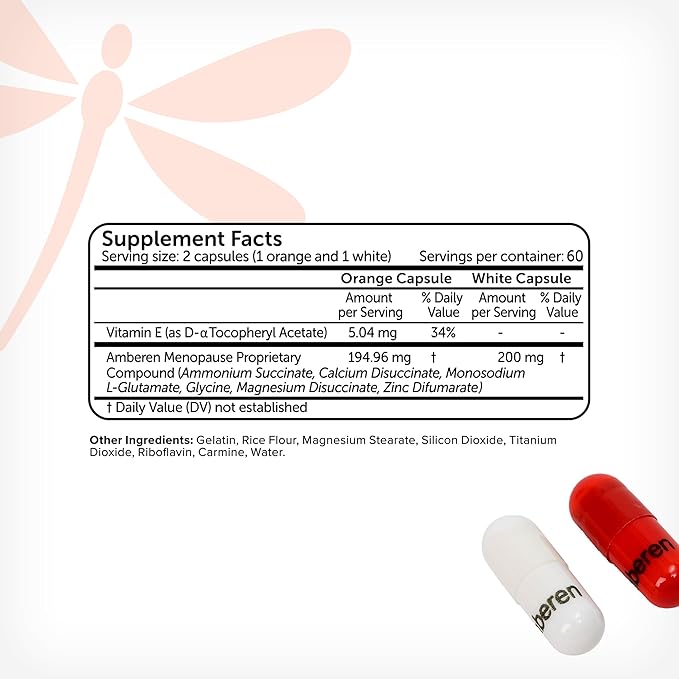Amberen: Safe Multi-Symptom Menopause Relief. Clinically Shown to Relieve 12 Menopause Symptoms: Hot Flashes, Night Sweats, Mood Swings, Low Energy and More. 2 Month Supply