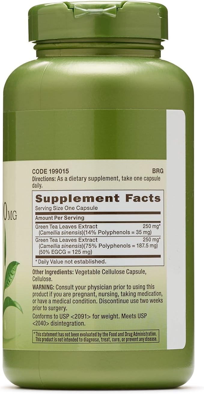 GNC Herbal Plus Green Tea Complex 500mg, 100 Capsules, Metabolism Support