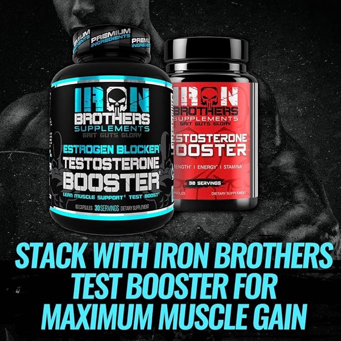 Testosterone Booster for Men with Estrogen Blocker - Natural Anti-Estrogen Supplement to Increase Libido & Strength - Boost Muscle Growth & Weight Loss - Indole 3 Carbinol & Tribulus -60 Capsules