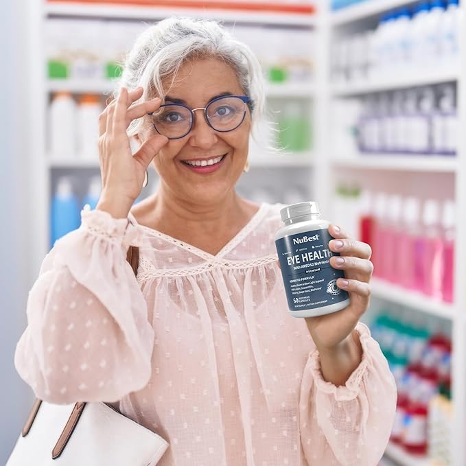 NuBest AREDS 2 Eye Vitamins Eye Health with Beta Carotene Carrot Powder, 20mg Lutein, 4mg Zeaxanthin, Bilberry, Grape Seed, BioPerine, B-Complex, Multivitamin for Eye Health - 120 Vegan Capsules