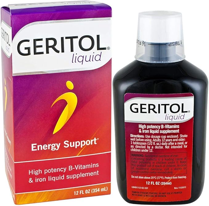Geritol Liquid Energy Support B-Vitamins,12 Fl Oz (Pack of 2)