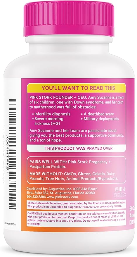 Pink Stork Prenatal + Postnatal Gummy Vitamins for Women - Multivitamin for Pregnancy + Postpartum Recovery - 60 Gummies