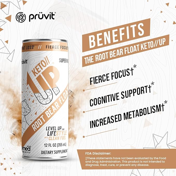The Root Bear Float Keto//Up® Drink – Ready-to-Drink Ketones for Focus for Men and Women 12 Pack