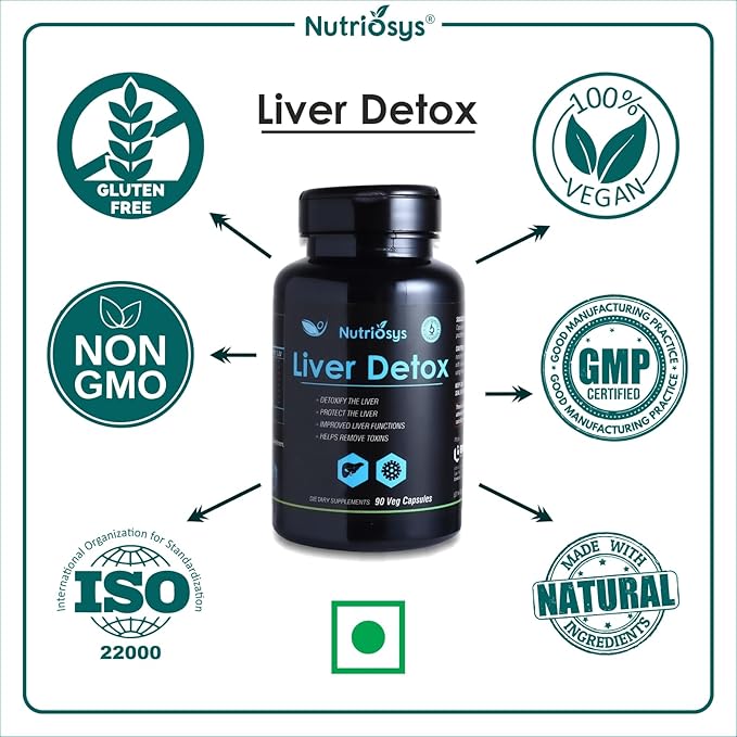 Liver Detox 90 Veggie Capsules, Dietary Supplement for Healthy System, Vitamin Capsules for Men, Women and Adults, Multivitamins Capsules, Vitamin Supplements.