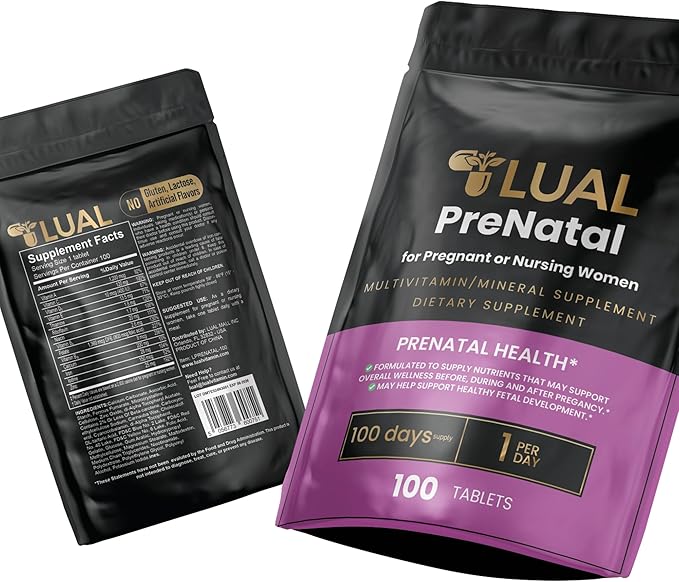 LUAL Prenatal Multivitamin | Prenatal Vitamins for Women | Pregnancy Must Haves Folate Supplement Prenatal Multivitamin 100 Tablets