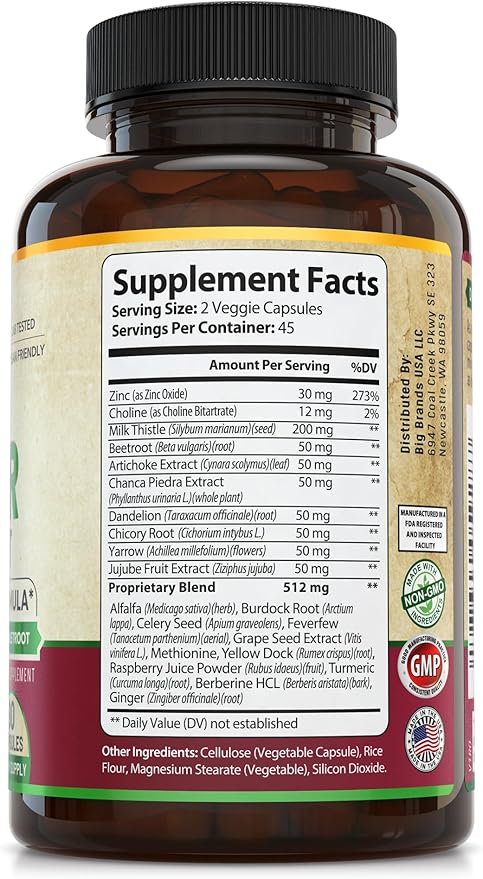 Advanced Liver Cleanse Detox & Repair Formula for Adult with Milk Thistle, Organic Liver Detox & Support Supplement for Men and Women, 90 Pills Liver Repair & Detox Support, 512mg (45-Day Supply)