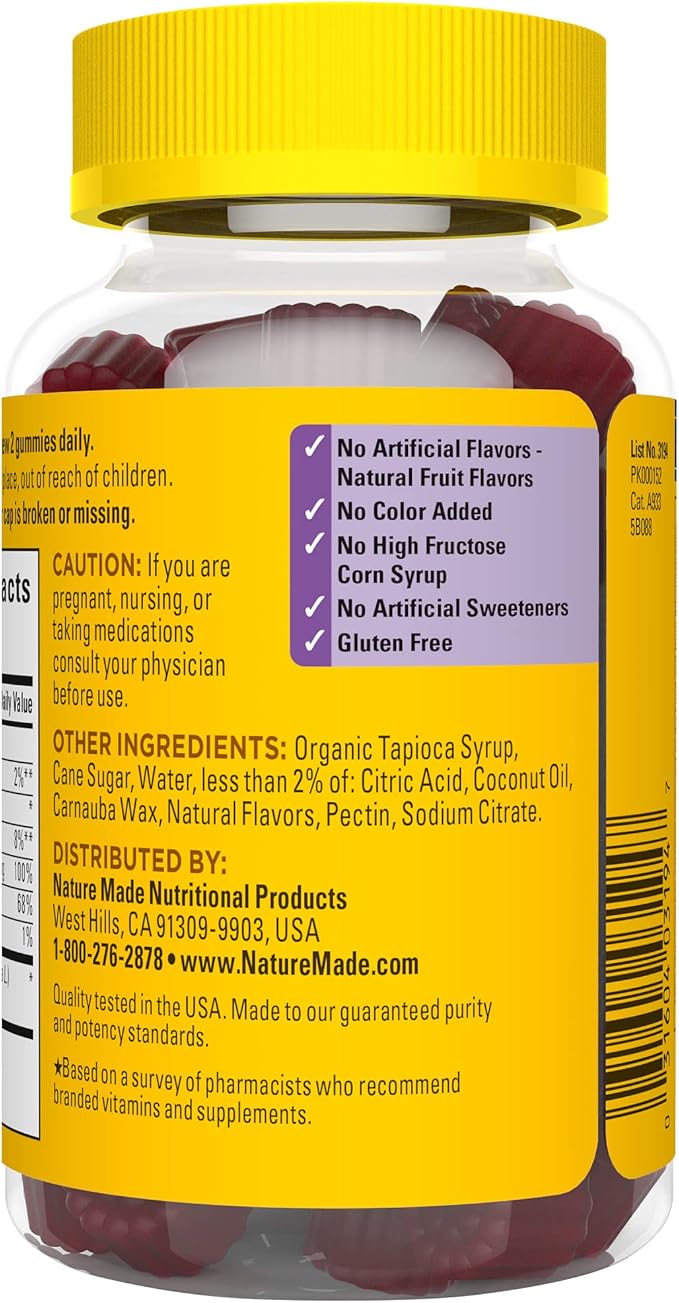Nature Made Elderberry with Vitamin C and Zinc, Dietary Supplement for Immune Support, 60 Elderberry Gummies, 30 Day Supply