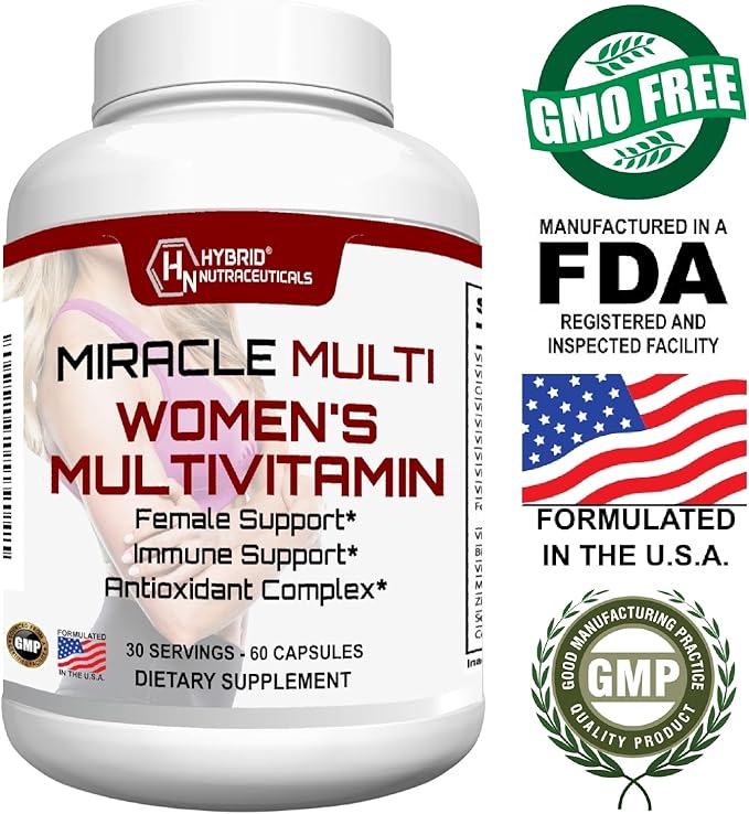 MiracleMulti Multivitamin for Women - Female Support Formula, Immune Support, Minerals, Biotin, Antioxidants & Superfoods Blend – 60 Capsules