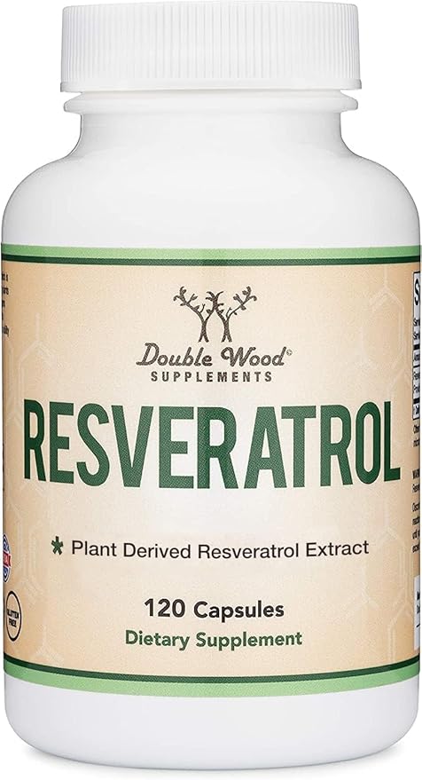 Resveratrol Supplement 500mg Per Serving, 120 Capsules (Resveratrol Polygonum Root Extract Providing 50% Trans Resveratrol) Healthy Aging Support by Double Wood