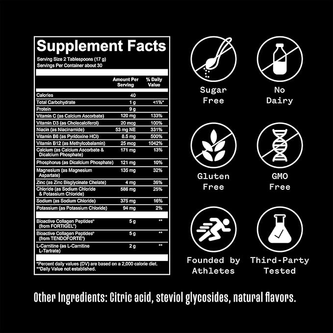 RNWY Wild Cherry Foundation Collagen Powder, Daily Joint Support with Electrolytes and Multivitamin, 10g Collagen Peptides, Sugar Free, 30 Servings