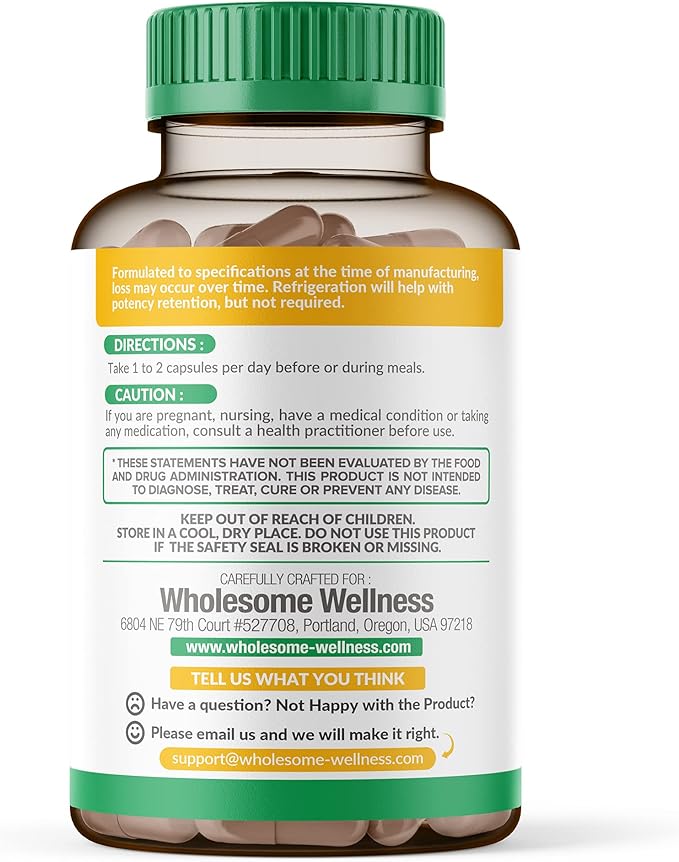 Wholesome Wellness Digestive Enzymes 1000MG Plus Prebiotics & Probiotics Supplement, 180 Capsules, Organic Plant-Based Vegan Formula for Digestion & Lactose with Amylase & Bromelain,3-6 Months Supply