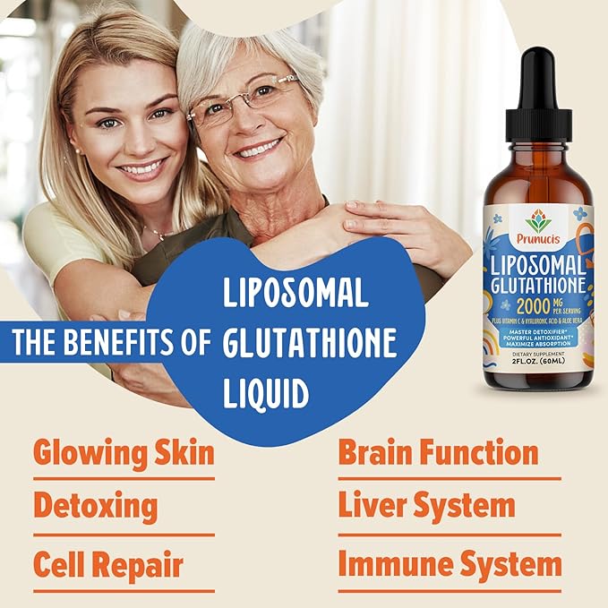 2000MG Liposomal Glutathione Liquid, 98% Absorption, Glutathione Liquid Supplement, Active Form L- Glutathione, Powerful Antioxidant Non-GMO for Immune System, Aging Defense, Detox, 12 FL.OZ
