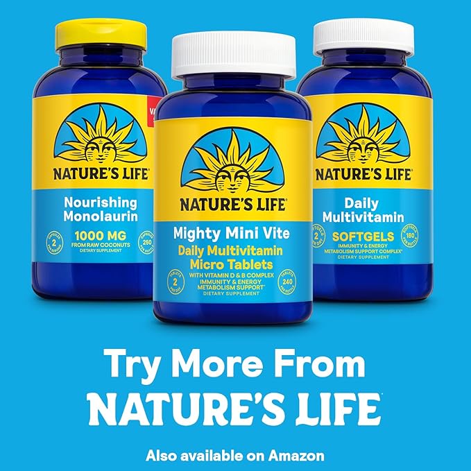 Nature's Life Mighty Mini Vite - Daily Multivitamin for Women and Men - Vitamin D and B Complex - Immunity and Energy Metabolism Support - Lab Verified - 120 Servings, 240 Micro Tablets