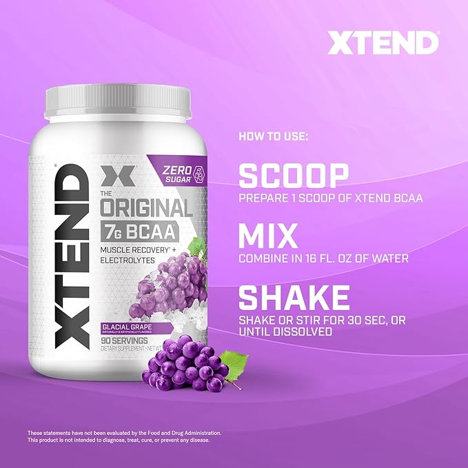 Xtend XTEND Original BCAA Powder 7g BCAA and 2.5g L-Glutamine, Sugar Free Post Workout Muscle Recovery Drink with Amino Acids for Men & Women, 90 Servings