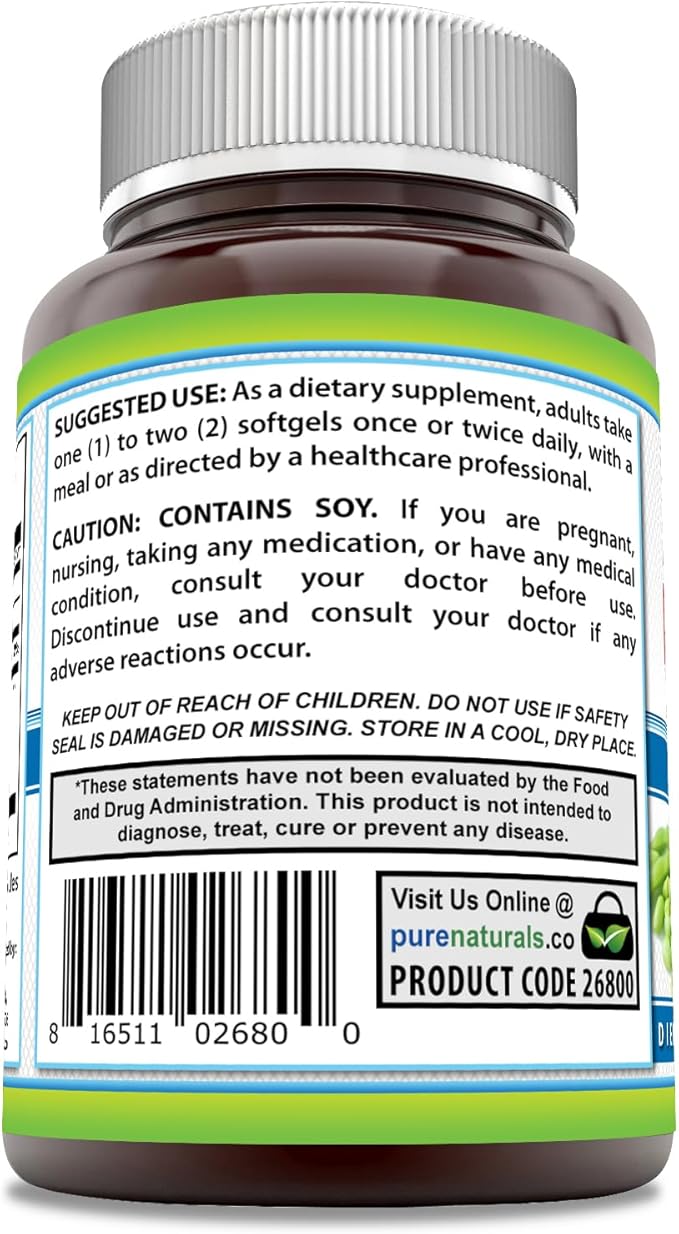 Pure Naturals Lecithin 1200 mg Softgels Supplement | High Potency | Non-GMO | Gluten Free (120 Count)