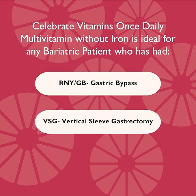Celebrate Vitamins CelebrateONE Chewables, Iron Free - One A Day Bariatric Multivitamin, Essential Vitamins & Minerals - Gastric Bypass & Sleeve Gastrectomy Supplement - Strawberry Creme (30 Tablets)