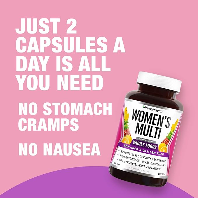FarmHaven Multivitamin for Women | 22 Essential Nutrients, Fruits & Veggies Womens Multivitamin | Whole Food Multivitamin Boosts Energy, Immune, Heart Health | Womens Daily Vitamins - 90 Capsules
