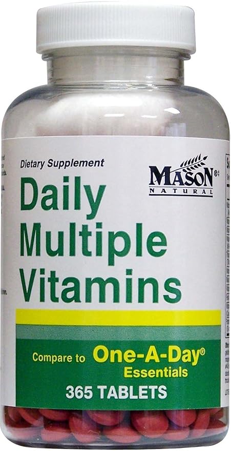 Daily Multiple Vitamins Compare to One A Day Essentials Multivitamin Multimineral Supplement 365 Tablets per Bottle Pack of 2 Total 730 Tablets