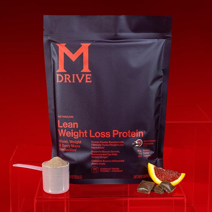 Mdrive Lean for Men, Protein Powder for Supporting and Preserving Lean Muscle Mass, Morosil Sicilian Blood Orange Extract, Chromax, Whey Protein, Blood Orange Chocolate Flavor, 30 Servings, 30oz