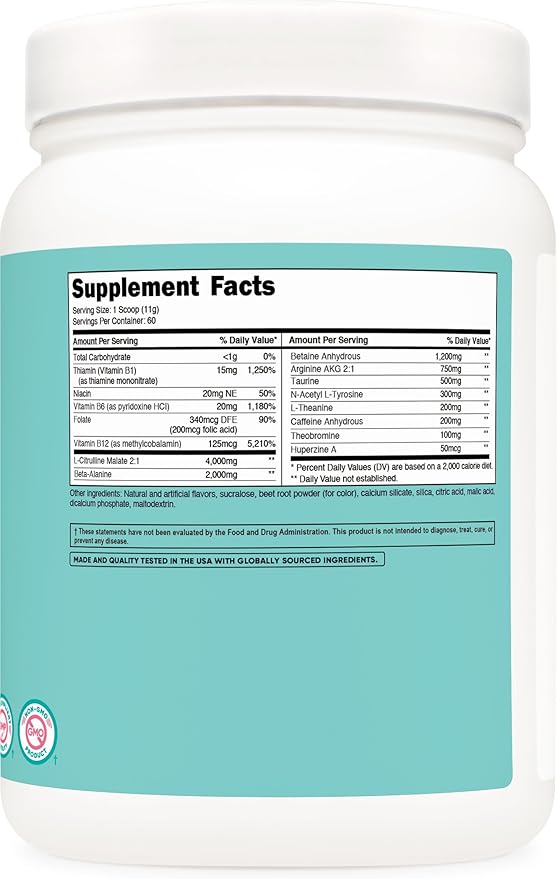 Nutricost Pre-Workout Powder for Women, Fruit Punch, 60 Servings