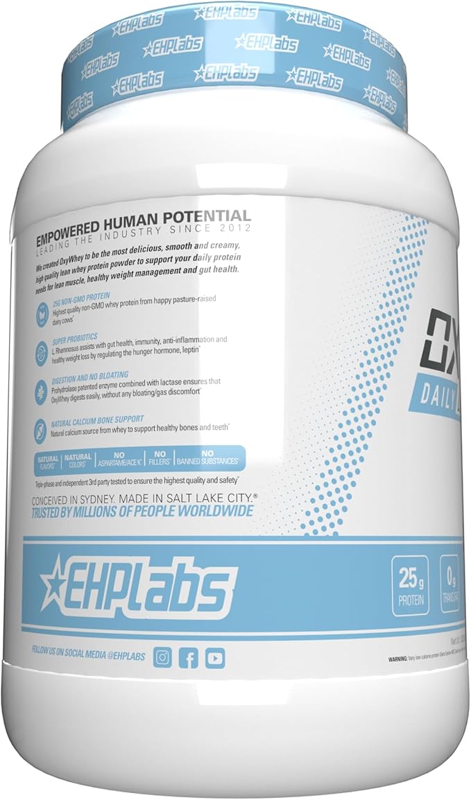 EHP Labs OxyWhey Whey Protein Isolate Powder - 25g of Whey Isolate Protein Powder, Meal Replacement Shake, Sugar Free Protein Powder - 25 Serves (Vanilla Ice Cream)