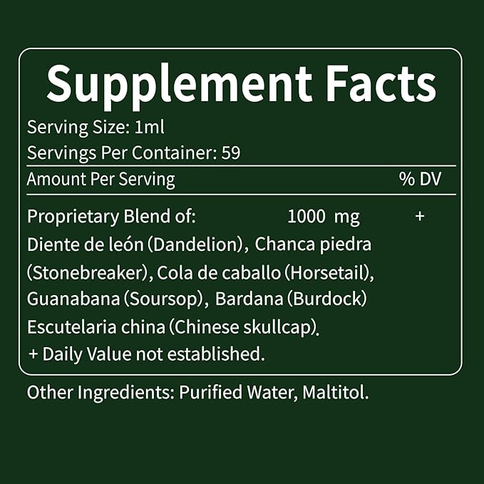 Kidney Cleanse Drops, Diente de Leon y Chanca Piedra for Kidney Stone, Cola de Caballo for Water Away & Edema Relief. Nature Herbal Extract Liquid for Kidney Cleanse Detox & Repair. 4oz