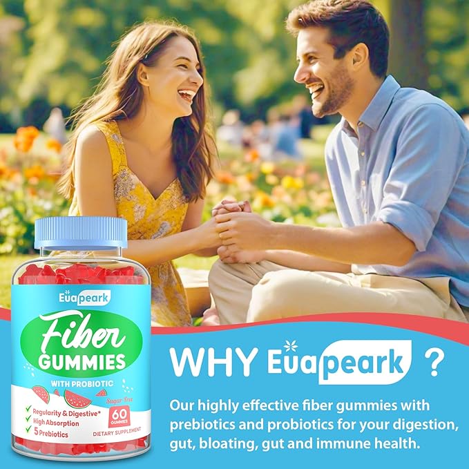 Fiber Gummies for Adults, Fiber Gummies for Women & Men, Fiber Gummies for Regularity, Digestion & Gut Health, 5 Prebiotics Complex, Inulin, Fos, Chicory Root - Fiber 5g, Sugar Free, 5 Packs