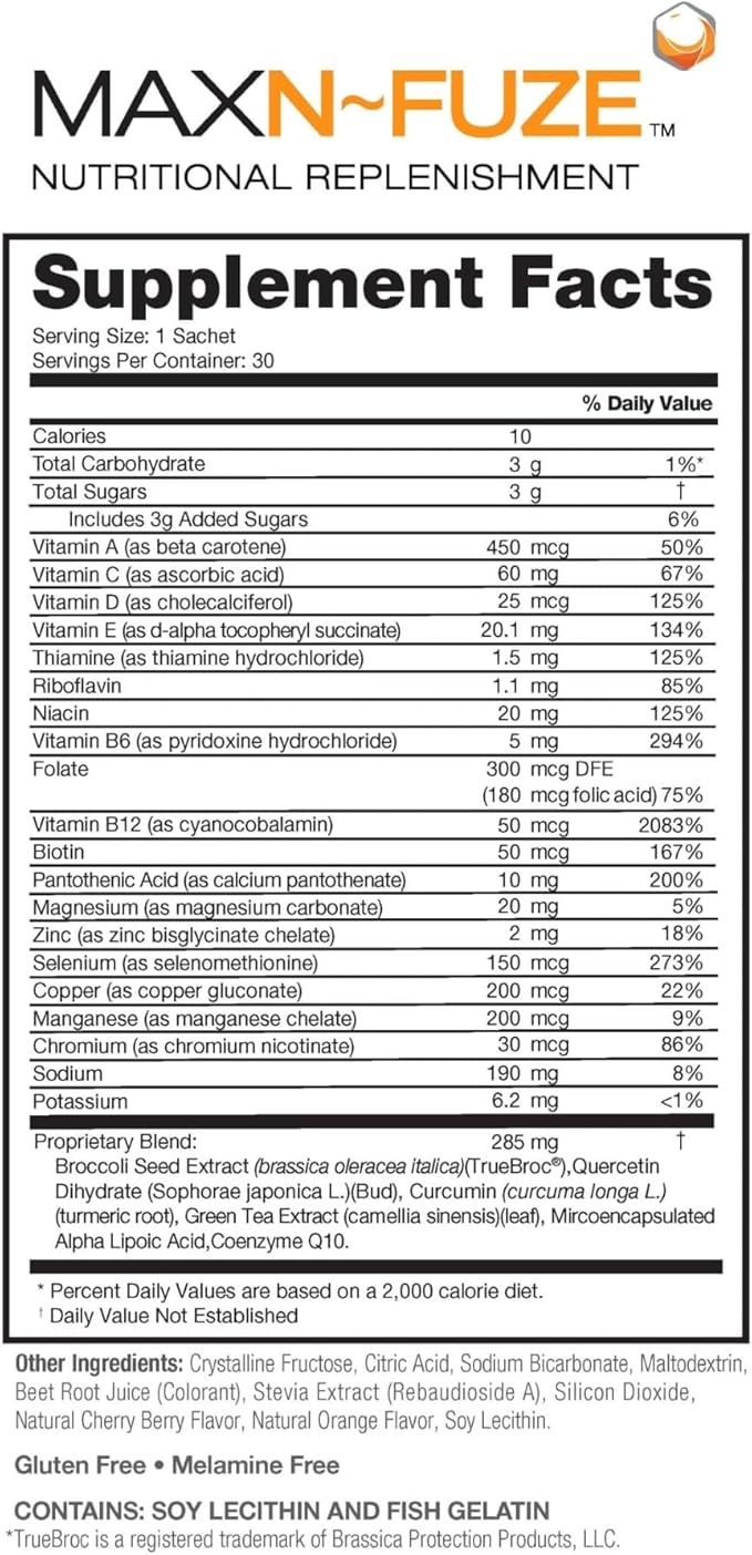 Max N-Fuze, Nutritional Replenishment, 30 Packets (0.24 Ounce), 30 Servings