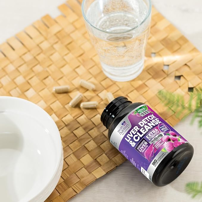Gentle Liver Cleanse Detox & Repair Formula - Herbal Liver Support Supplement: Milk Thistle with Silymarin, Artichoke Extract, Dandelion, Beet, Chicory Root, & Turmeric for Liver Health - 180 Capsules