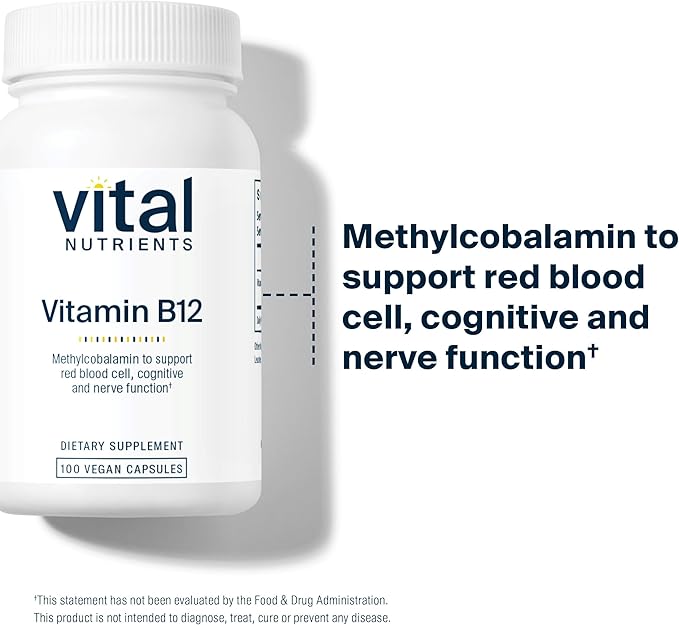 Vital Nutrients Vitamin B12 1000mcg | Vegan Methylated B12 | Methylcobalamin for Metabolism, Cognitive, & Nervous System Health* | High-Potency B12 Supplement | Gluten, Dairy, Soy Free | 100 Capsules