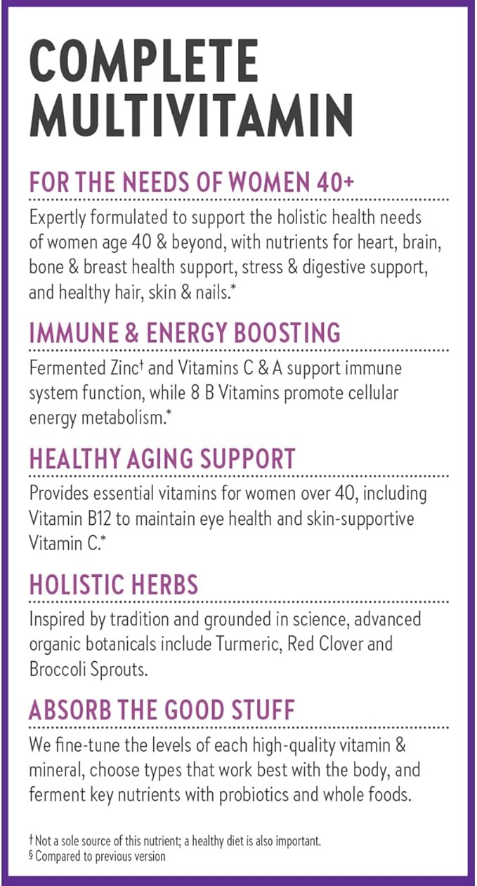 New Chapter Women's Multivitamin 40 plus for Energy, Healthy Aging + Immune Support with 20+ Nutrients -- Every Woman's One Daily 40+, Gentle on the Stomach, 48 Count