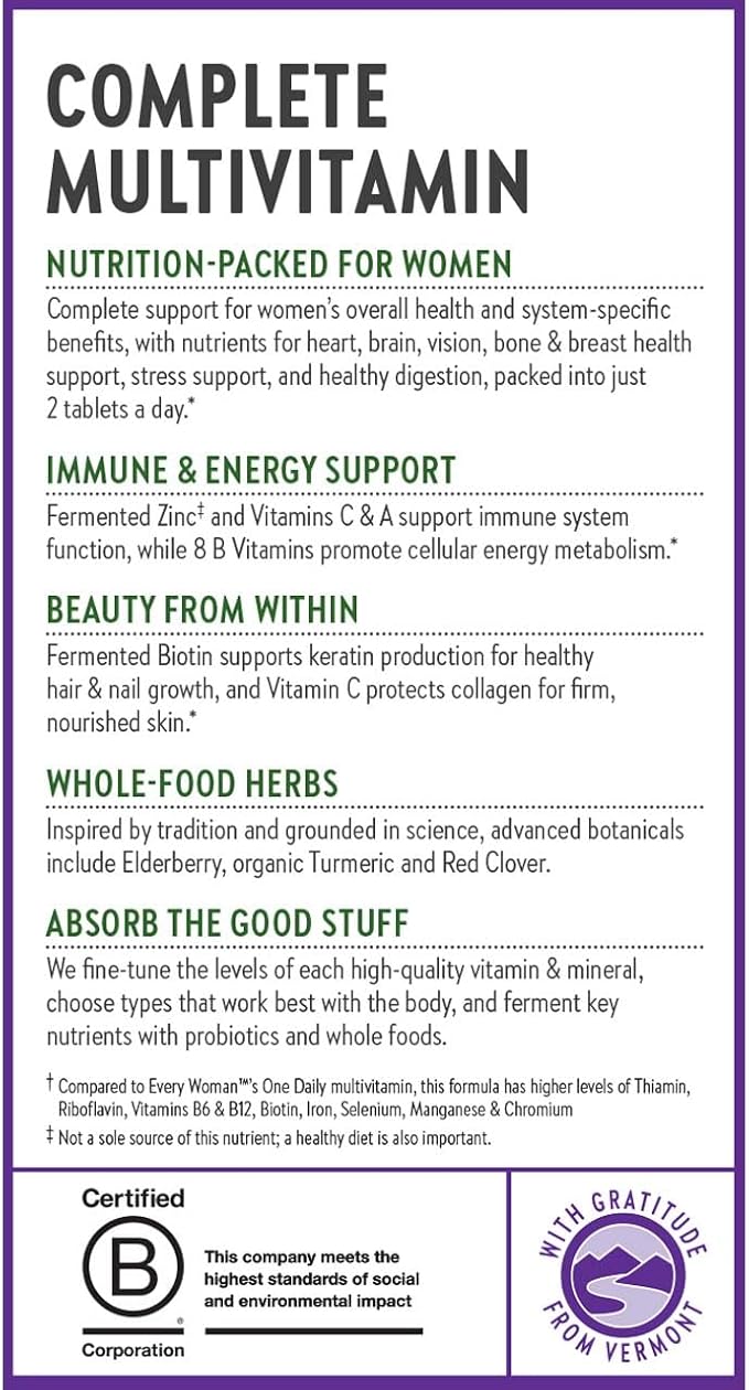 New Chapter Women's Multivitamin Advanced Formula for Stress, Bone, Immune, Beauty & Energy Support, Higher Levels of Whole-Food Fermented Essential Nutrients for Women + Iron + Vitamin D3, 72 Count