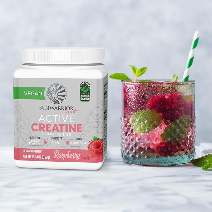 Creatine Monohydrate Powder Micronized PreWorkout Recovery Supplement | Support Muscle Building Strength Training Cognition | Vegan & Keto Friendly Easily Mixes (50 Servings) Raspberry Active Creatine