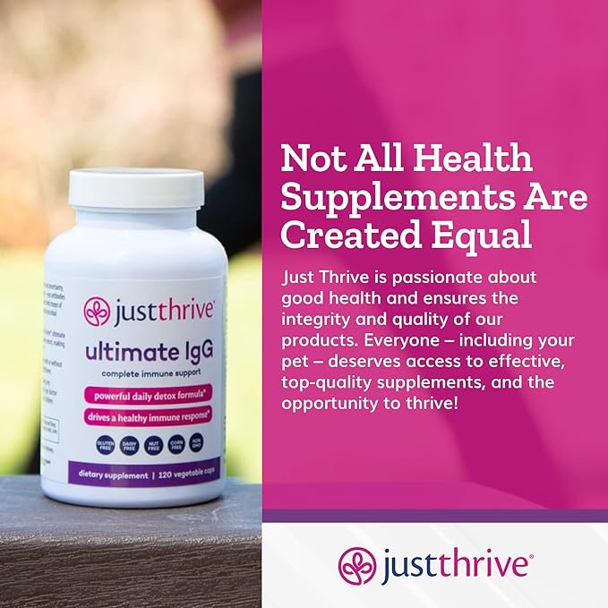 Just Thrive - Ultimate IgG - Complete Immune Support Supplement - Detox Formula, 120 Vegetable Capsules