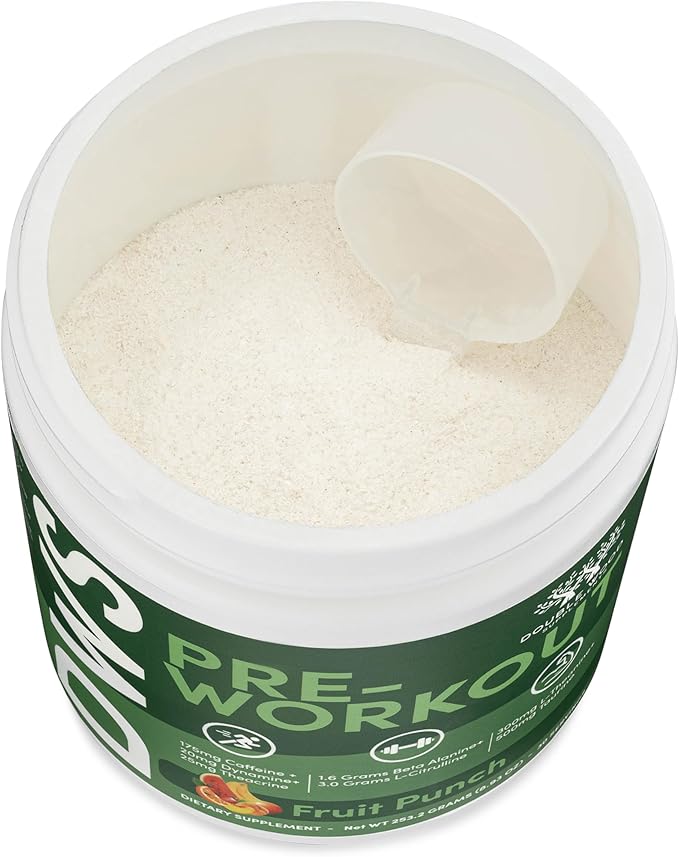 Pre Workout Powder for Men & Women (30 Servings of Caffeine, Beta Alanine, L-Citrulline, Dynamine, L-Theanine, Taurine, Theacrine, & More) Preworkout Powder with Scoop by Double Wood (Fruit Punch)