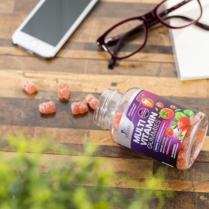 Multivitamin Gummies for Adults with 13 Vitamins and Minerals, Daily Gummy Vitamin for Women & Men, Immune Health Support Supplement with Vitamins A, C, D, E, B-6, B-12, Zinc, Berry - 90 Gummies