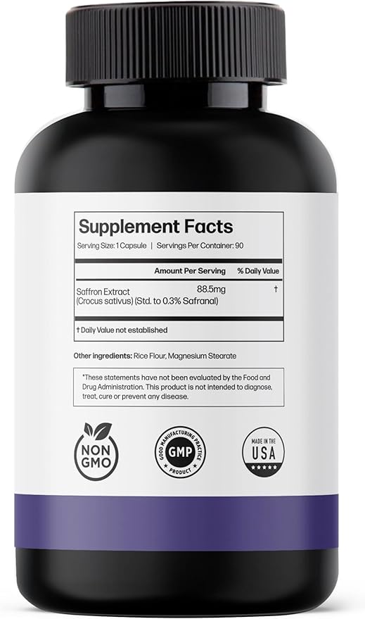 Pure Saffron Extract - Appetite Suppressant for Weight Loss Women & Men - Natural Hunger & Craving Control Supplement - Saffron Supplements for Energy & Mood Lift - 90 Capsules - Made in USA