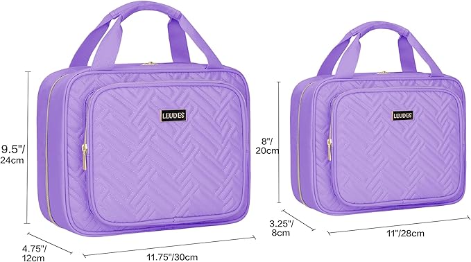 Leudes Travel Pill Bottle Organizer,Medicine Organizer and Storage,Home Medication Bag, Cases,Carrier for Pills,Vitamin,Fish Oil,Supplements for Women and Men (Medium, Purple)