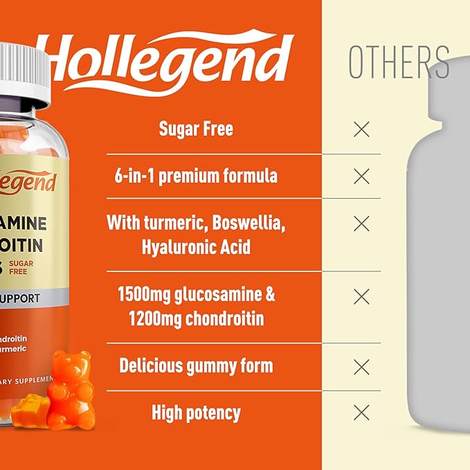 Glucosamine Chondroitin Gummies Sugar Free, Joint Support Gummies Supplements for Adults Men & Women, 1500mg Glucosamine Chewables with MSM Turmeric, 120 Count